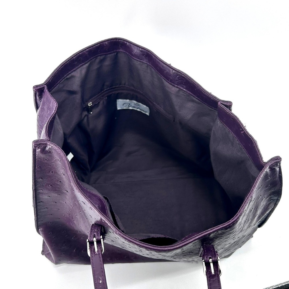 Braciano Purple Ostrich Embossed Faux Leather Large Tote Shoulder Bag Handbag - Picture 5 of 9